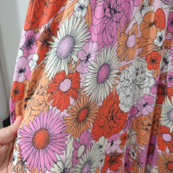 TORRID Super Soft Knit Jersey Floral Pink Orange Tiered Maxi Dress, Size 00, M/L - Picture 5 of 14